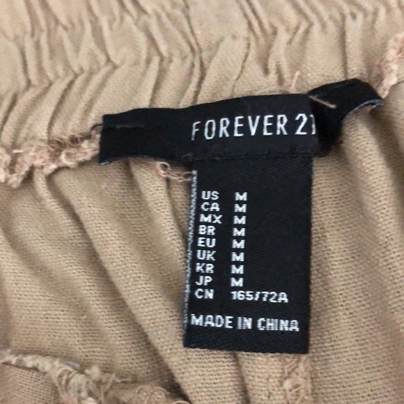 Forever 21 Linen Blend Pants Trousers Tan SZ M - Picture 8 of 8